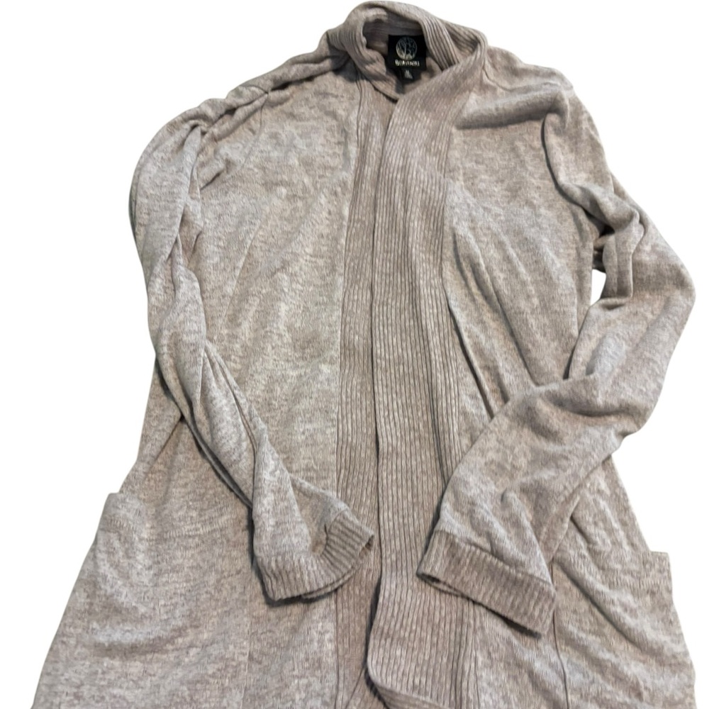 Bobeau Light Gray Ribbed Cardigan